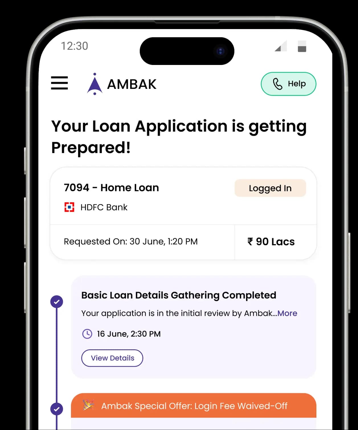 Ambak loan application status preview